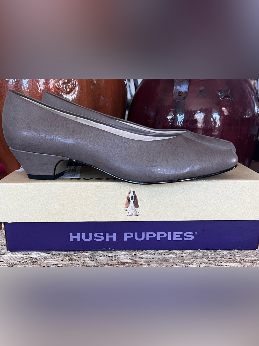 Hush Puppies Woman Brown Leather Round-Toe Pump NEW 8 W
